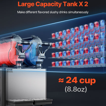 VEVOR 3Lx2 Tank Commercial Slushy Machine Margarita Smoothie Frozen Drink Maker