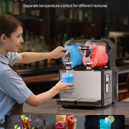 VEVOR 3Lx2 Tank Commercial Slushy Machine Margarita Smoothie Frozen Drink Maker