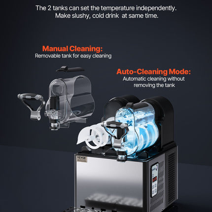 VEVOR 3Lx2 Tank Commercial Slushy Machine Margarita Smoothie Frozen Drink Maker