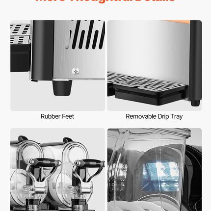 VEVOR 3Lx2 Tank Commercial Slushy Machine Margarita Smoothie Frozen Drink Maker