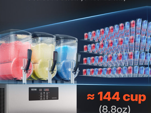 VEVOR 12Lx3 Tank Commercial Slushy Machine Margarita Smoothie Frozen Drink Maker