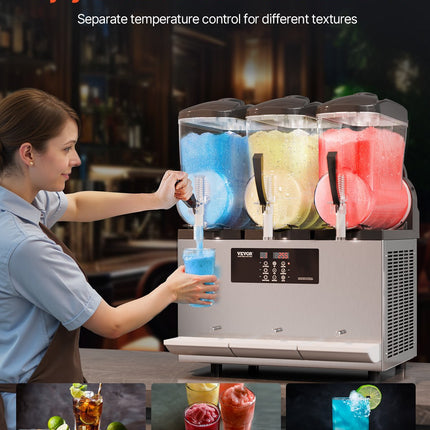 VEVOR 12Lx3 Tank Commercial Slushy Machine Margarita Smoothie Frozen Drink Maker