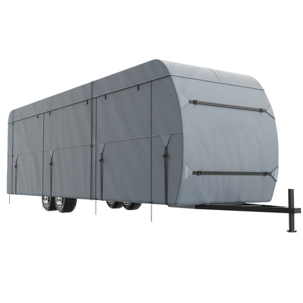 Travel Trailer Cover, 9.1-9.8m RV Cover, 4-Layer Non-Woven Fabric Camper Cover, Waterproof, Windproof And Wear-Resistant Class A RV Cover, Rip-Stop Camper Cover with Storage Bag and Patches