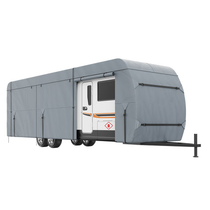 Travel Trailer Cover, 9.1-9.8m RV Cover, 4-Layer Non-Woven Fabric Camper Cover, Waterproof, Windproof And Wear-Resistant Class A RV Cover, Rip-Stop Camper Cover with Storage Bag and Patches