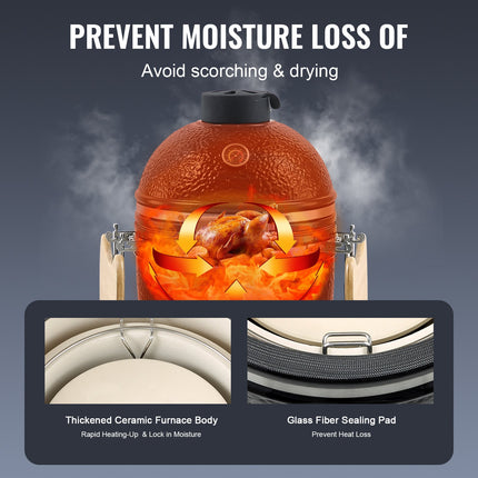 VEVOR Portable Charcoal Grill, Propane Gas Grills with Cover and Cart, Heavy Duty Stainless Steel BBQ Grill, Mini Smoker for Outdoor Cooking, Barbecue Camping, Picnic, and Backyard, Black