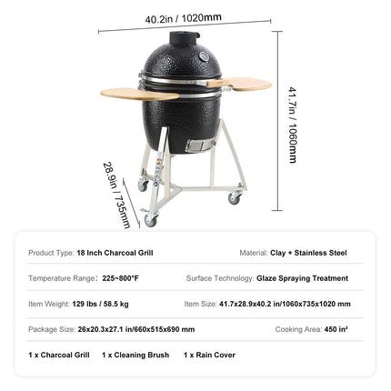 VEVOR Portable Charcoal Grill, Propane Gas Grills with Cover and Cart, Heavy Duty Stainless Steel BBQ Grill, Mini Smoker for Outdoor Cooking, Barbecue Camping, Picnic, and Backyard, Black