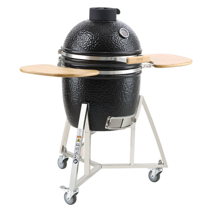 VEVOR Portable Charcoal Grill, Propane Gas Grills with Cover and Cart, Heavy Duty Stainless Steel BBQ Grill, Mini Smoker for Outdoor Cooking, Barbecue Camping, Picnic, and Backyard, Black