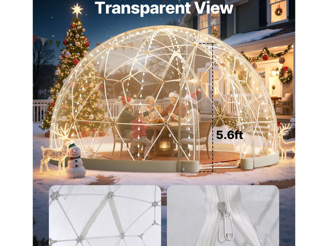 Clear PVC Garden Dome Tent with Window – 3.6 x 2.2m, 4–7 Person