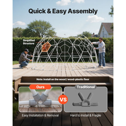 Garden Dome Tent, 3.6 x 2.2 m Outdoor Clear Bubble Tent for 4-7 Person, Weatherproof Geodesic Dome Greenhouse with Window, PVC Igloo Tents for Backyard Patios Camping Party Wedding