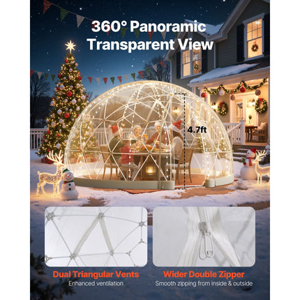 Garden Dome Tent, 2.9 x 1.75 m Outdoor Clear Bubble Tent for 2-4 Person, Weatherproof Geodesic Dome Greenhouse with Window, PVC Igloo Tents for Backyard Patios Camping Party Wedding