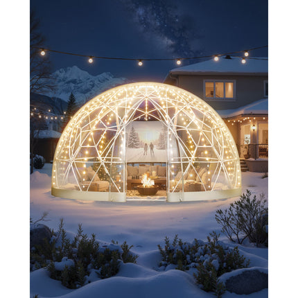Garden Dome Tent, 2.9 x 1.75 m Outdoor Clear Bubble Tent for 2-4 Person, Weatherproof Geodesic Dome Greenhouse with Window, PVC Igloo Tents for Backyard Patios Camping Party Wedding