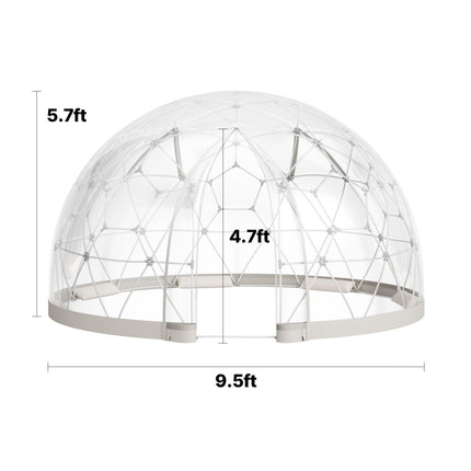 Garden Dome Tent, 2.9 x 1.75 m Outdoor Clear Bubble Tent for 2-4 Person, Weatherproof Geodesic Dome Greenhouse with Window, PVC Igloo Tents for Backyard Patios Camping Party Wedding