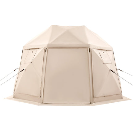 Pop up Gazebo Screen Tent, 3.6x3.6 m, 13-Sided Spherical Camping Canopy Tent with Removable Top & Carry Bag, Quick-Set & Bite-Proof, Screen House Sun Shelter for 8-10 Persons, Beige