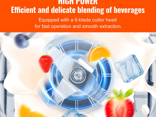 VEVOR Professional Blender with Shield 2L Jar Blender Combo, Stainless Steel 9 Speed
