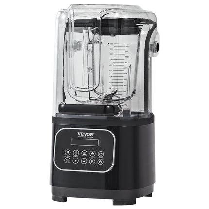 VEVOR Professional Blender with Shield, Commercial Countertop Blenders, 2L Jar Blender Combo, Stainless Steel 9 Speed & 5 Functions Blender, for Shakes, Smoothies, Peree, and Crush Ice, Black