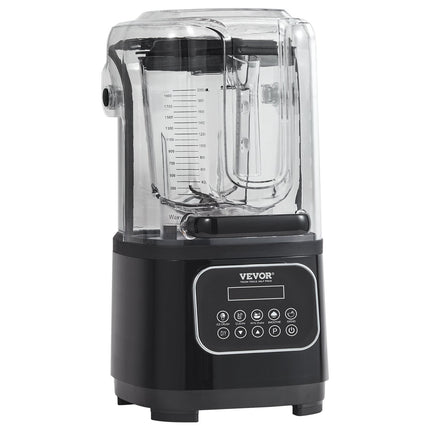 VEVOR Professional Blender with Shield, Commercial Countertop Blenders, 2L Jar Blender Combo, Stainless Steel 9 Speed & 5 Functions Blender, for Shakes, Smoothies, Peree, and Crush Ice, Black