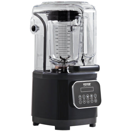VEVOR Professional Blender with Shield, Commercial Countertop Blenders, 2L Jar Blender Combo, Stainless Steel 9 Speed & 5 Functions Blender, for Shakes, Smoothies, Peree, and Crush Ice, Black