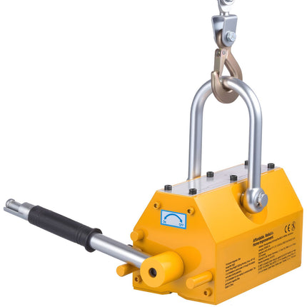 Permanent Magnetic Lifter, 1000 kg Pulling Capacity, Heavy Duty N42 Neodymium Lifting Magnet with Release Handle and Steel Hook, Used in Shop Crane and Hoist, for Lifting Plate Steel, Board