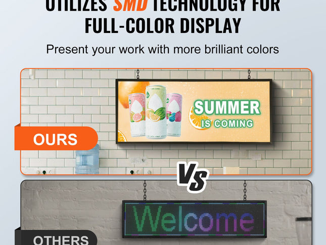 Programmable LED Sign, P6 Full Color LED Scrolling Panel, DIY Custom Text Animation Pattern Display Board, WIFI USB Control Message Shop Sign for Store Business Party Bar Advertising, 99x41cm