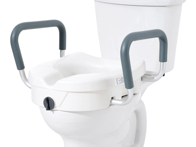 Raised Toilet Seat, 5" Height Raised, 350 lbs Weight Capacity, for Round and Elongated Toilet, Twist Lock Installation,19.1" - 21.7" Adjustable Width, for Elderly, Handicap, Patient, Pregnant, M