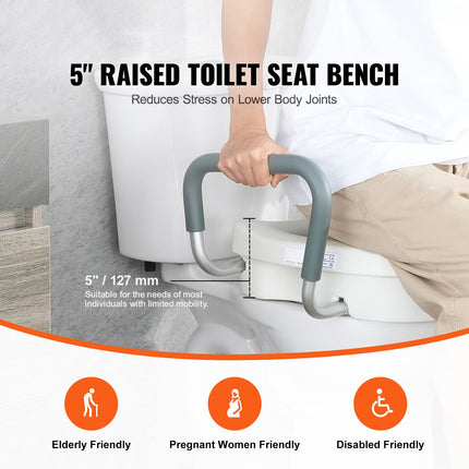 Raised Toilet Seat with Twist Lock ‚Äì 5in Rise, 19.1‚Äì21.7in Adjustable Width, 350lbs Capacity