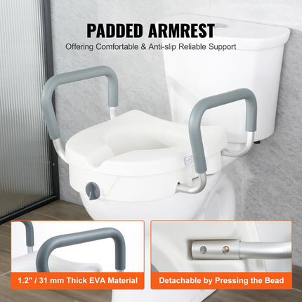 Raised Toilet Seat with Twist Lock ‚Äì 5in Rise, 19.1‚Äì21.7in Adjustable Width, 350lbs Capacity
