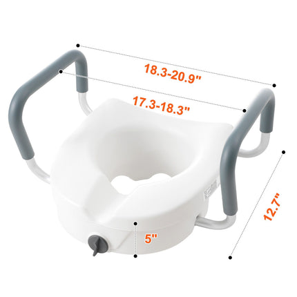 Raised Toilet Seat with Twist Lock ‚Äì 5in Rise, 19.1‚Äì21.7in Adjustable Width, 350lbs Capacity
