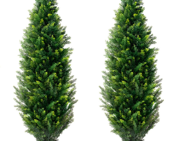 VEVOR 2 Pack 4' Artificial Cedar Topiary Tree Faux Plant UV Decor In/Outdoor