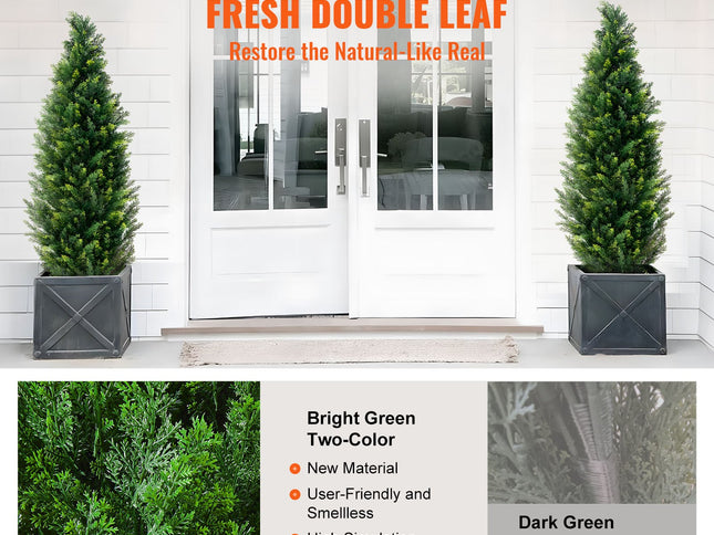 VEVOR 2 Pack 4' Artificial Cedar Topiary Tree Faux Plant UV Decor In/Outdoor