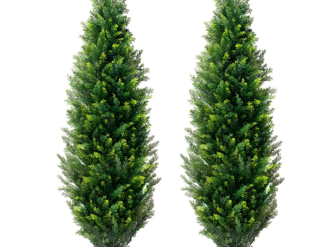 VEVOR 2 Pack 5' Artificial Cedar Topiary Tree Faux Plant UV Decor In/Outdoor