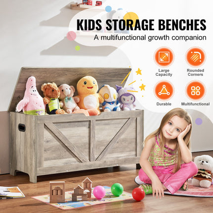 Kids Toy Storage Bench Wooden Toy Box Chest 38.98 x 15.55 x 18.9 in Gray