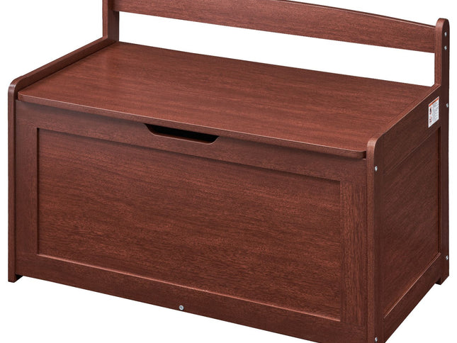 Kids Toy Storage Bench Wooden Toy Box Chest 32.68 x 17.91 x 24.02" Cherry