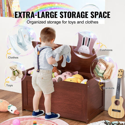 Kids Toy Storage Bench Wooden Toy Box Chest 32.68 x 17.91 x 24.02" Cherry