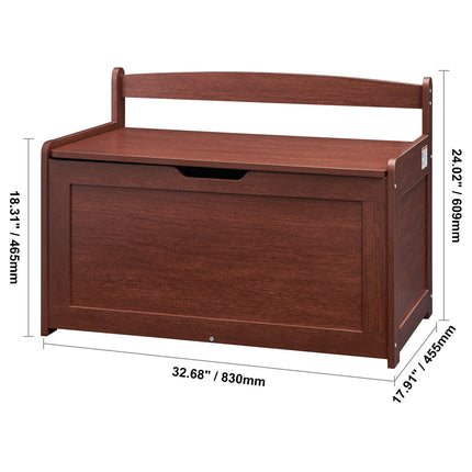Kids Toy Storage Bench Wooden Toy Box Chest 32.68 x 17.91 x 24.02" Cherry