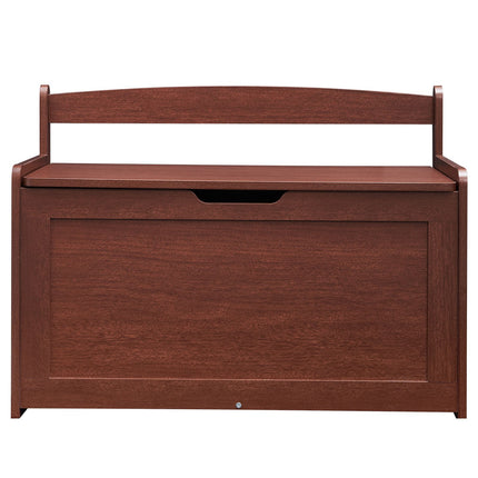 Kids Toy Storage Bench Wooden Toy Box Chest 32.68 x 17.91 x 24.02" Cherry