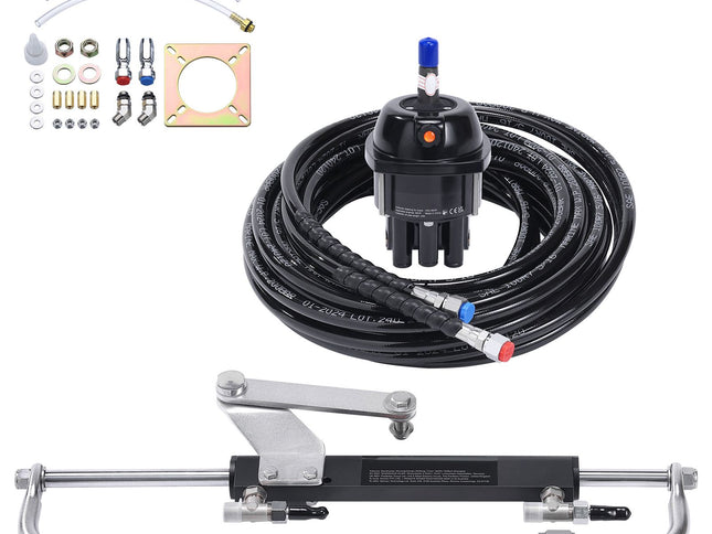 Hydraulic Steering Kit 90HP Hydraulic Outboard Steering Kit with Helm Pump Cylinder Marine Steering System Kit