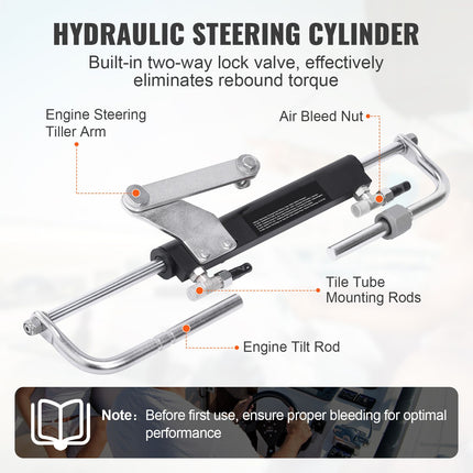 Hydraulic Steering Kit 90HP Hydraulic Outboard Steering Kit with Helm Pump Cylinder Marine Steering System Kit