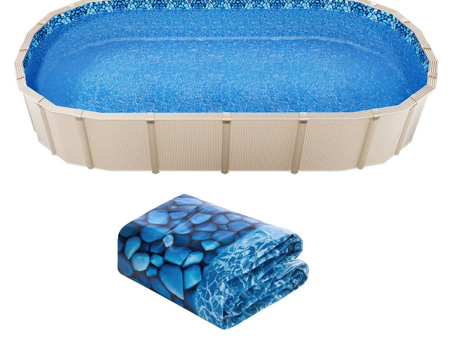 Oval Pool Liner 15x30ft Unibead Style Pool Liner 52in Wall Height
