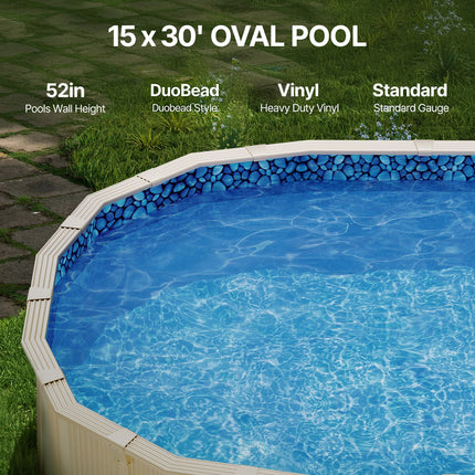 Oval Pool Liner 15x30ft Unibead Style Pool Liner 52in Wall Height