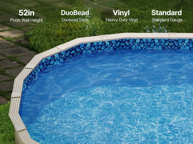 Oval Pool Liner 15x30ft Unibead Style Pool Liner 52in Wall Height