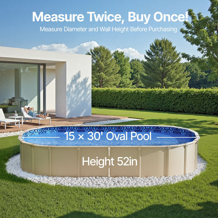 Oval Pool Liner 15x30ft Unibead Style Pool Liner 52in Wall Height