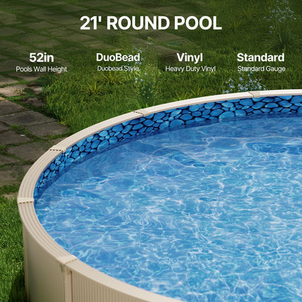 21-ft Round Above Ground Pool Liner, Unibead Pool Liners, Standard Gauge, 52inch Wall Height, Designed for Steel Sided Above-Ground Swimming Pools