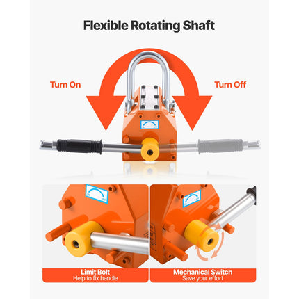 Magnetic Lid Lifter Dolly, 600 kg Pulling Capacity, Steel Dolly with Heavy Duty Magnet Lift and 2 Wheels, Adjustable Handle, N42 Neodymium, Foldable and Portable, for Lifting Manhole Covers