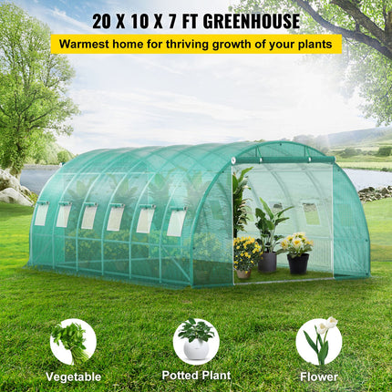 Walk-in Tunnel Greenhouse Galvanized Frame Waterproof Cover 20x10x7 ft