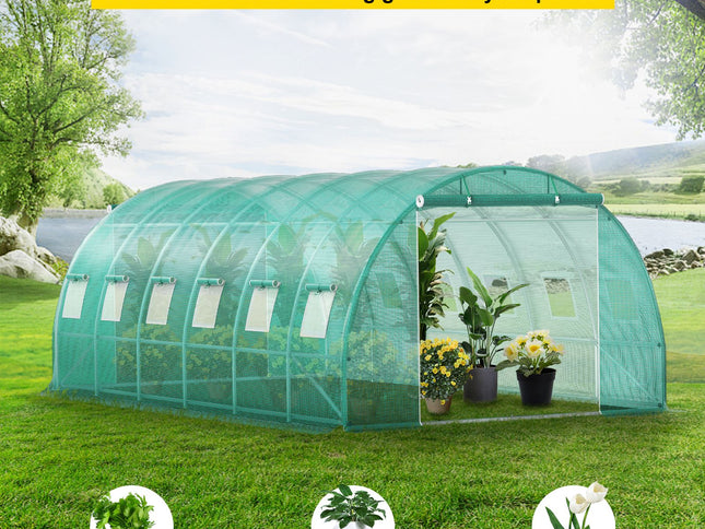 Walk-in Tunnel Greenhouse Galvanized Frame Waterproof Cover 20x10x7 ft