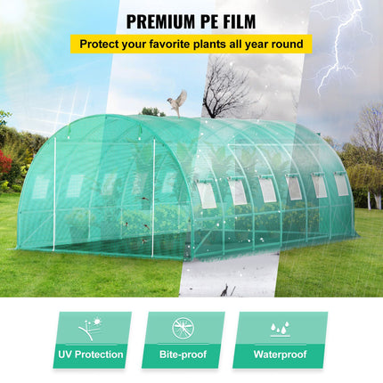 Walk-in Tunnel Greenhouse Galvanized Frame Waterproof Cover 20x10x7 ft