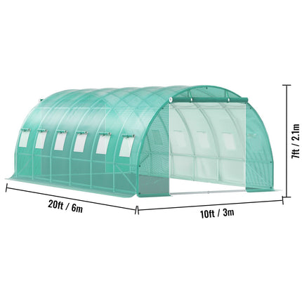 Walk-in Tunnel Greenhouse Galvanized Frame Waterproof Cover 20x10x7 ft
