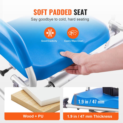 Sliding Tub Transfer Bench with 360 Degree Swivel Seat, Sliding Shower Chair with Pivoting Armrest & Padded Seat and Safety Belt, Height Adjustable Bath Chair for Elderly Disabled 330LBS