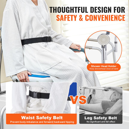 Sliding Tub Transfer Bench with 360¬∞ Swivel Seat, Armrest & Safety Belt ‚Äì Adjustable Height, 400lbs Capacity