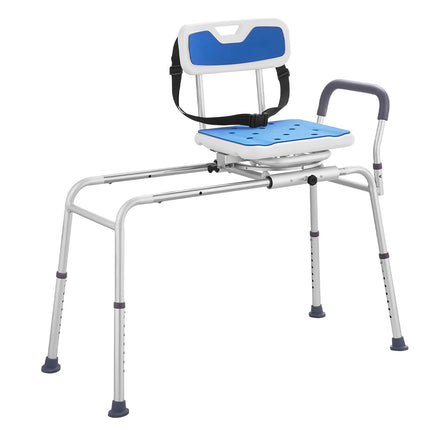 Sliding Tub Transfer Bench with 360¬∞ Swivel Seat, Armrest & Safety Belt ‚Äì Adjustable Height, 400lbs Capacity